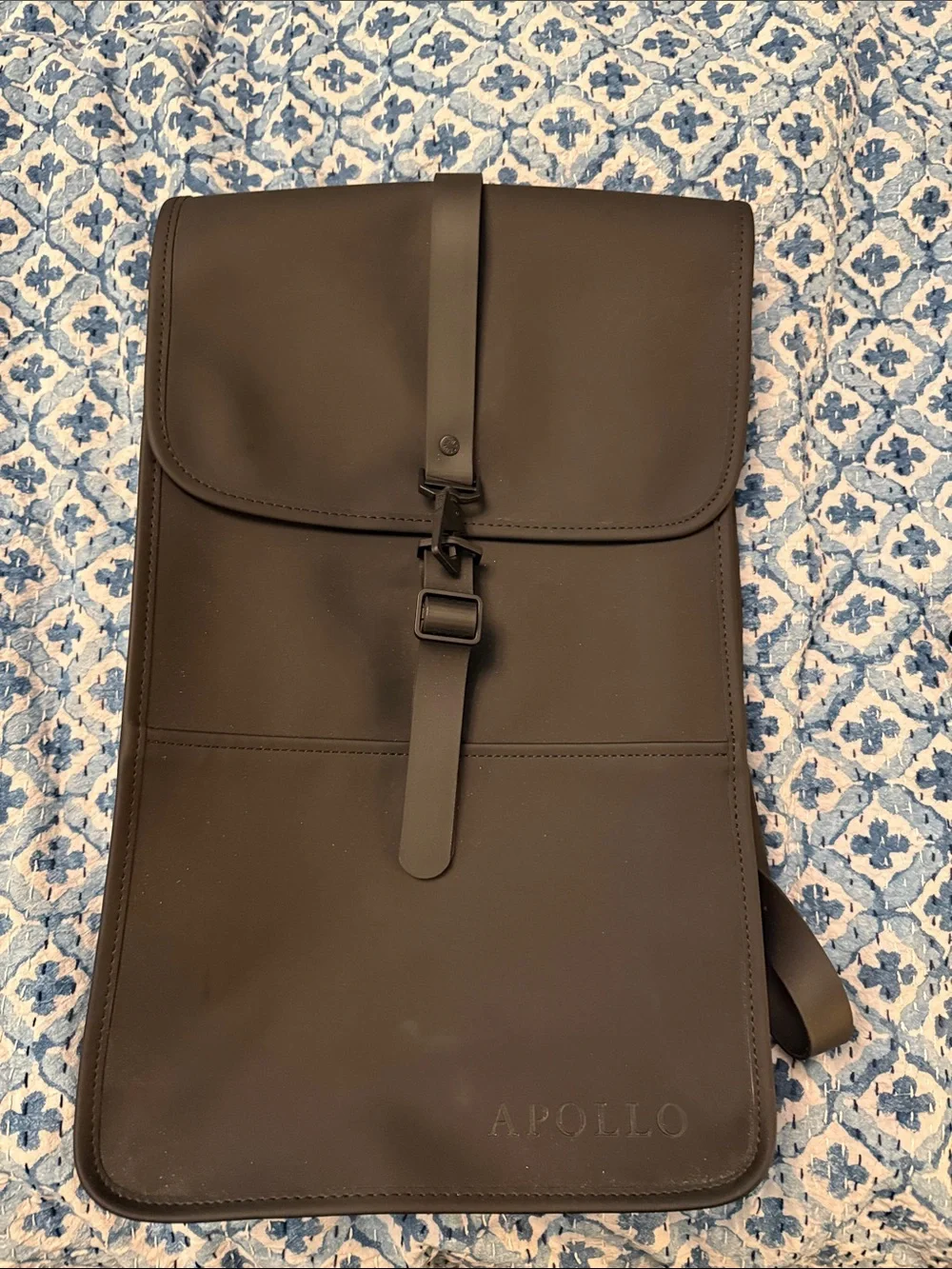 RAINS Men's Black Leather Backpack and Laptop Sleeve Set